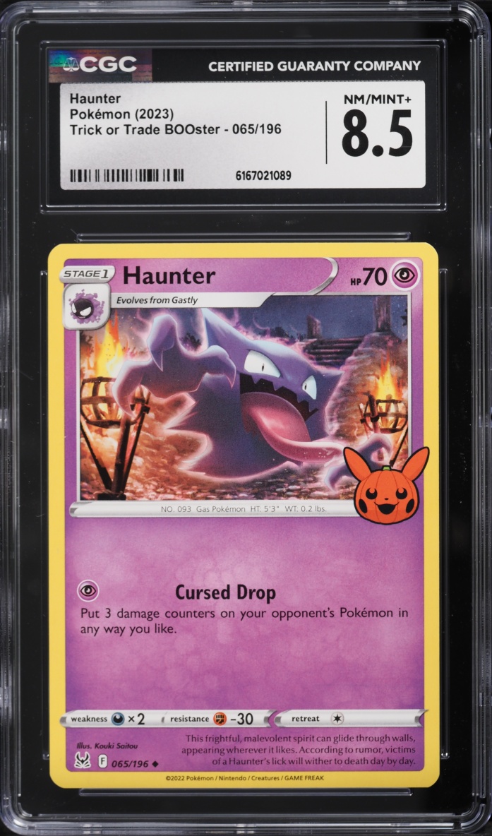 2023 Pokemon Sword & Shield Lost Origin Trick Or Trade Haunter #65 CGC 8.5 NM-MT+