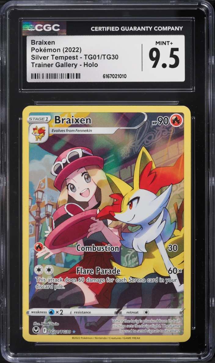 2022 Pokemon Sword & Shield Silver Tempest Trainer Gallery CHR Braixen #TG01 CGC 9.5 MINT+