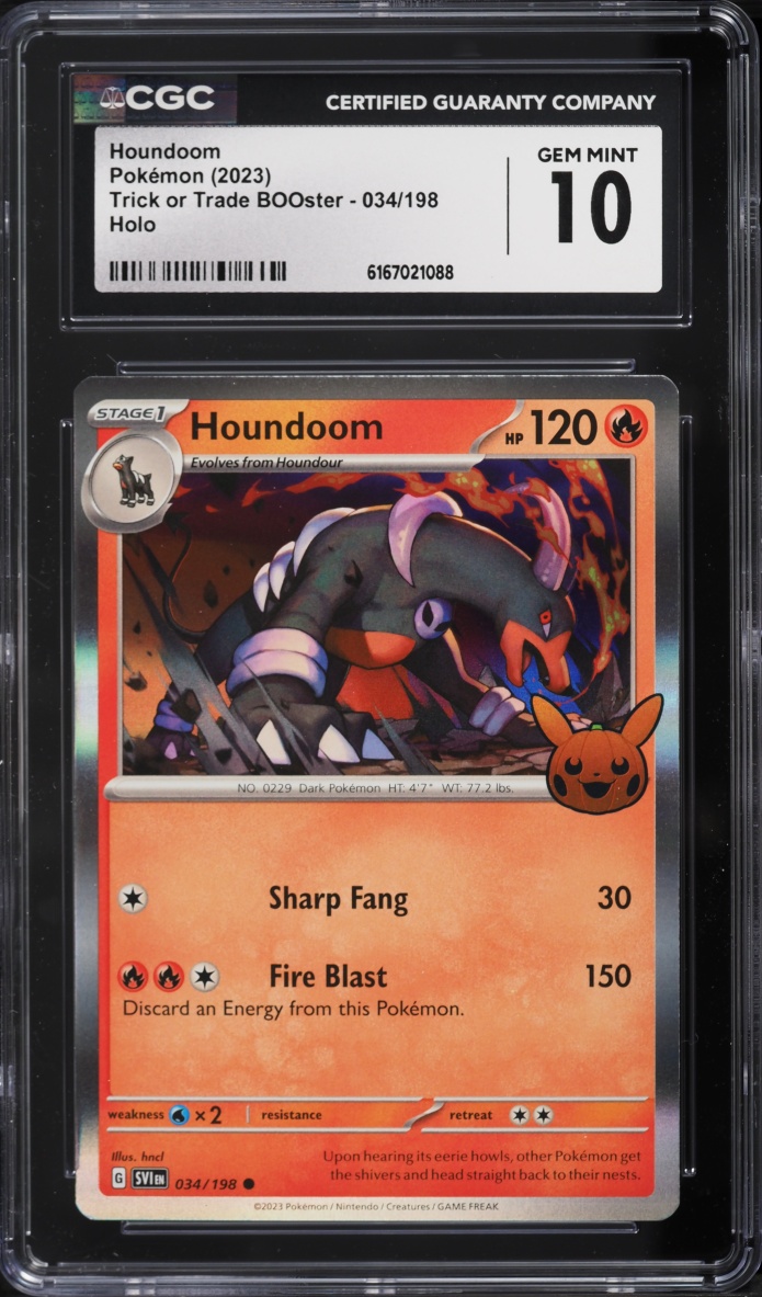 2023 Pokemon Scarlet & Violet Trick Or Trade Holo Houndoom #34 CGC 10 GEM MINT