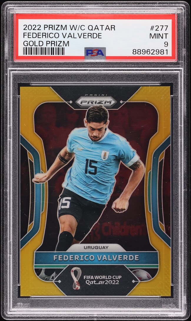 2022 Panini Prizm World Cup Qatar Gold Federico Valverde /10 #277 PSA 9 MINT