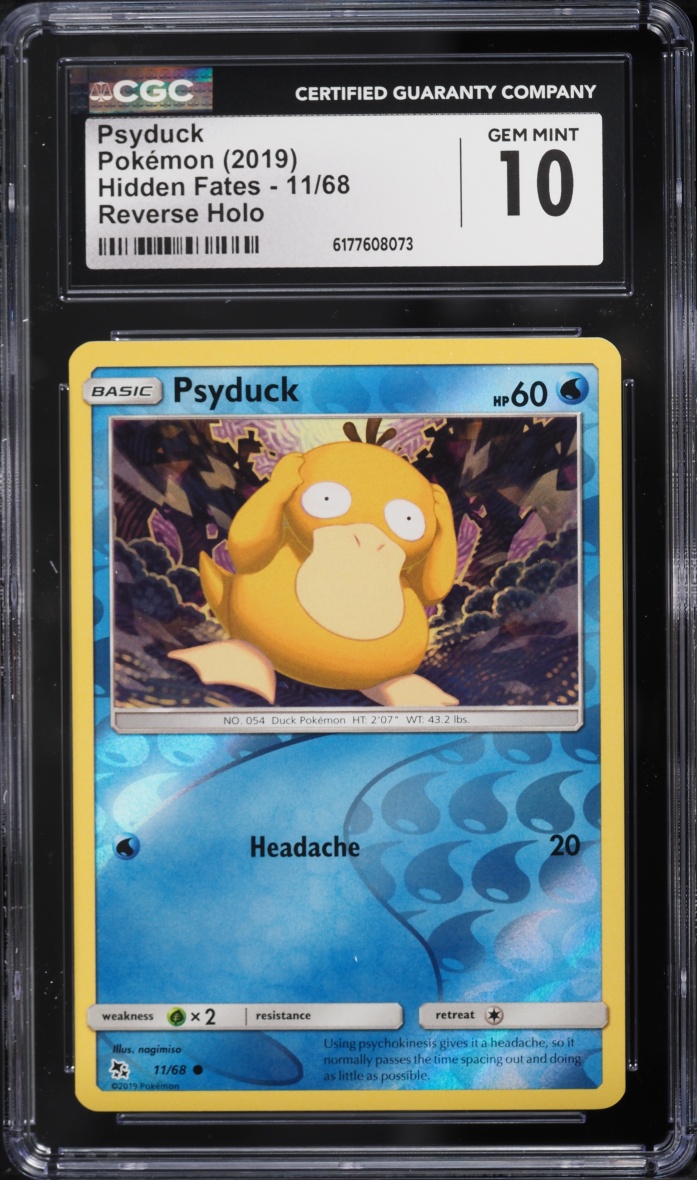 2019 Pokemon Sun & Moon Hidden Fates Reverse Holo Psyduck #11 CGC 10 GEM MINT