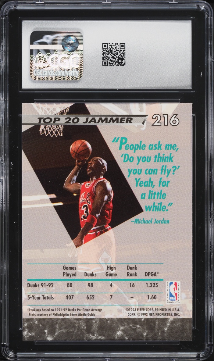 1992 Ultra Basketball Michael Jordan #216 CGC 10 GEM MINT