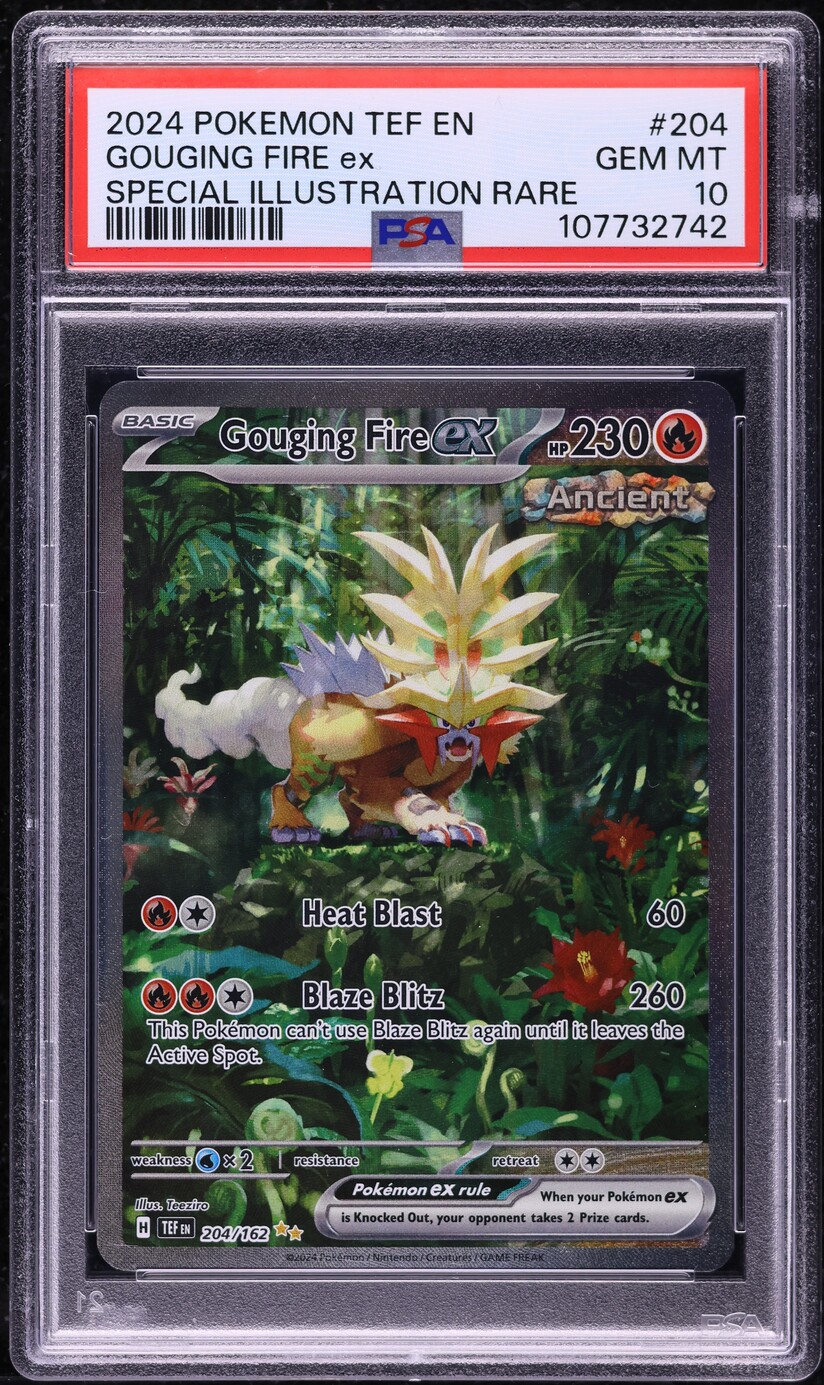 2024 Pokemon Scarlet & Violet Temporal Forces SIR Gouging Fire ex #204 PSA 10 GEM MINT