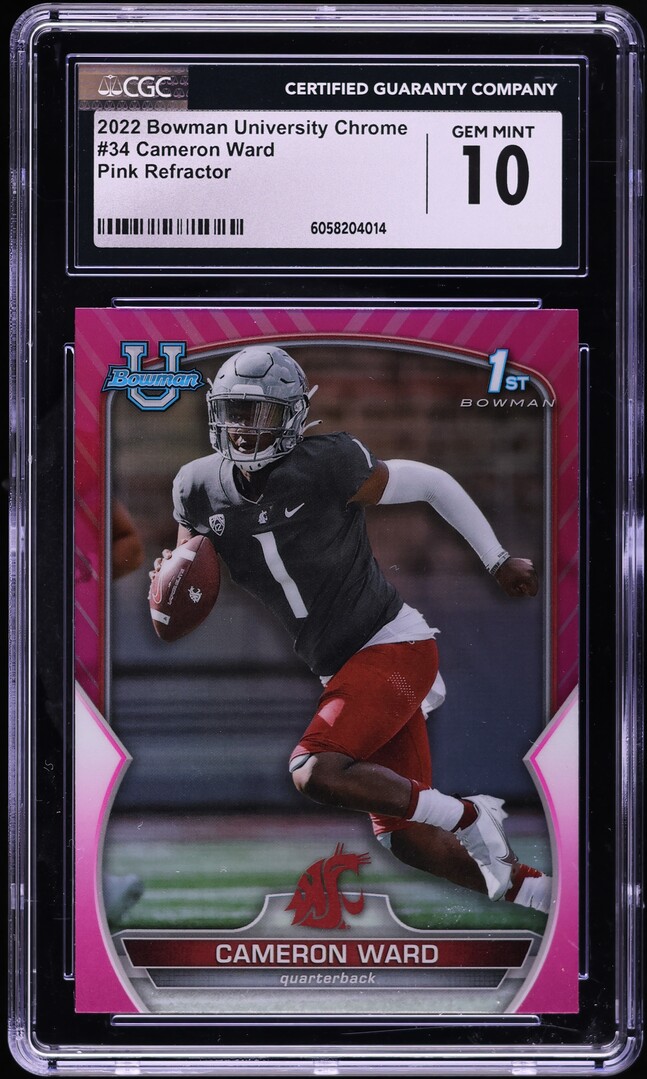 2022 Bowman University Pink Refractor Cameron Ward ROOKIE #34 CGC 10 GEM MINT
