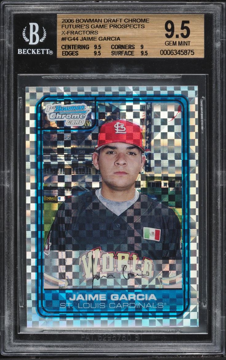 2006 Bowman Chrome Draft Future's Game Xfractor Jaime Garcia PROSPECT /299 #44 BGS 9.5 GEM MINT
