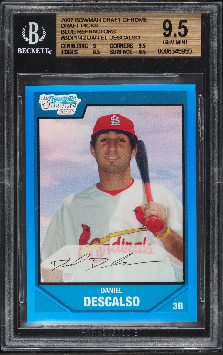 2007 Bowman Chrome Draft Picks Blue Refractor Daniel Descalso PROSPECT /199 #BDPP42 BGS 9.5 GEM