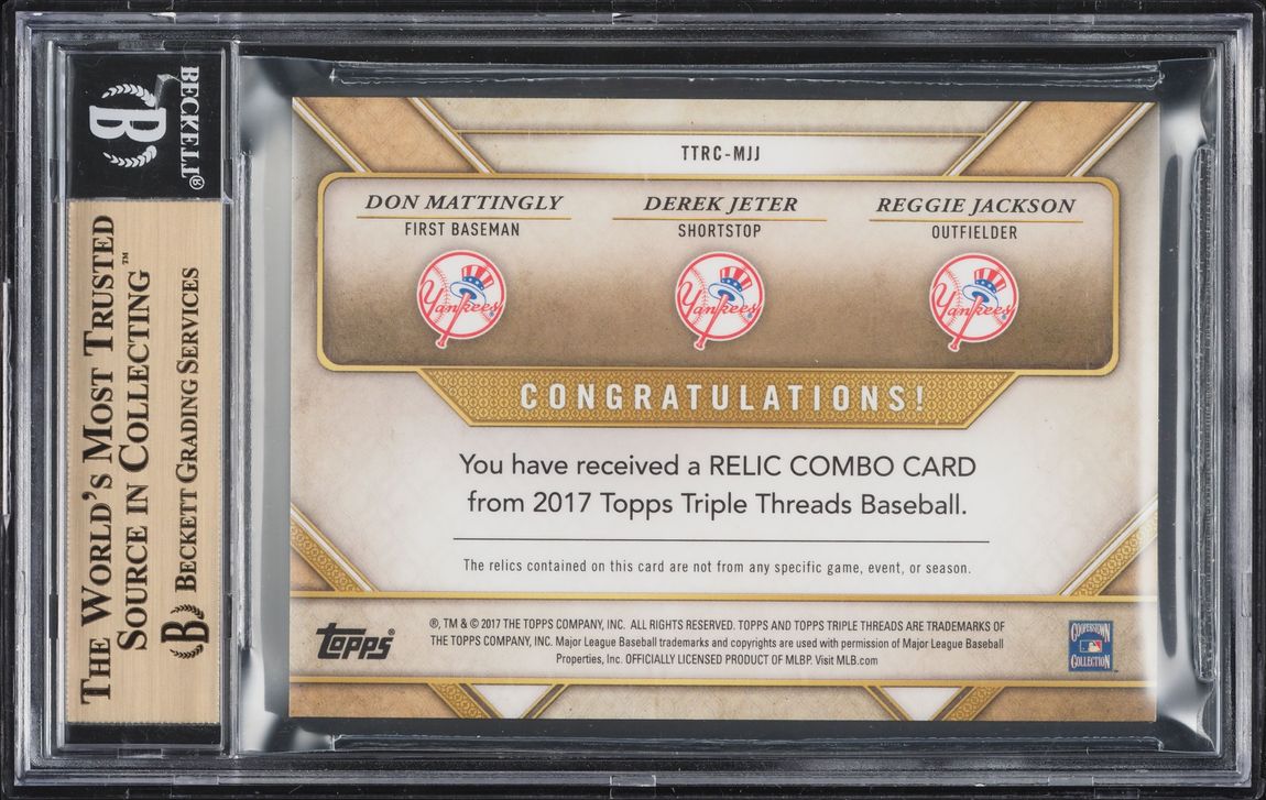 2017 Topps Triple Threads Gold Derek Jeter Reggie Jackson Don Mattingly PATCH 1/9 BGS 9.5 GEM