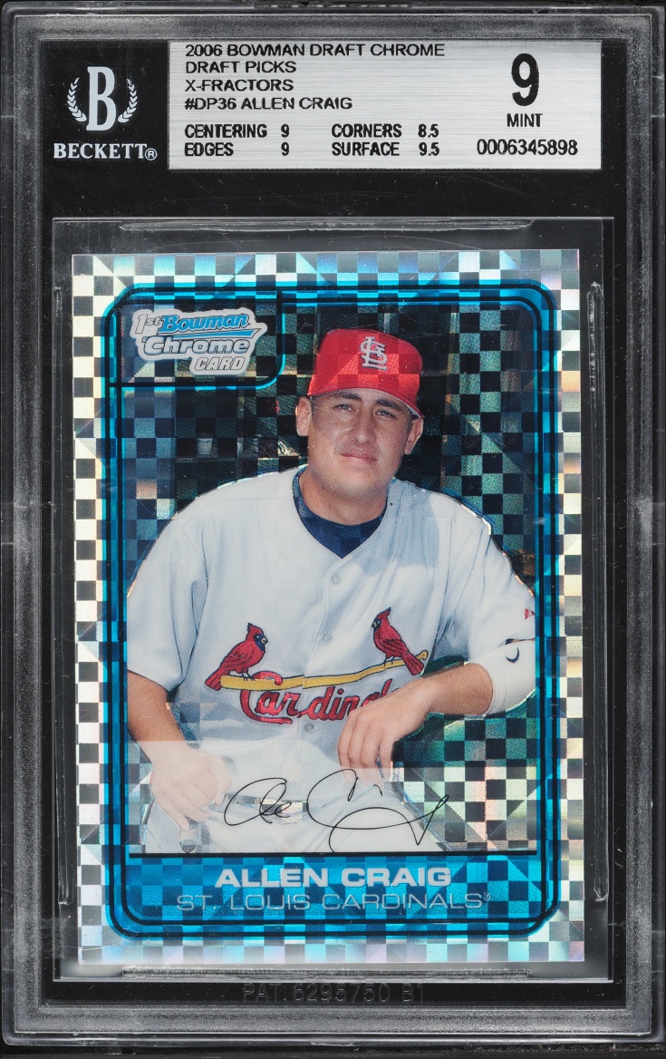 2006 Bowman Chrome Draft Picks Xfractor Allen Craig PROSPECT /299 #36 BGS 9 MINT