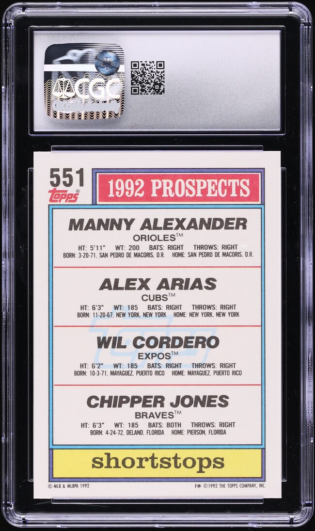 1992 Topps Alexander Arias Cordero Jones ROOKIE #551 CGC 10 GEM MINT