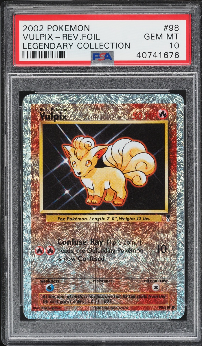 2002 Pokemon Legendary Collection Reverse Holo Vulpix #98 PSA 10 GEM MINT