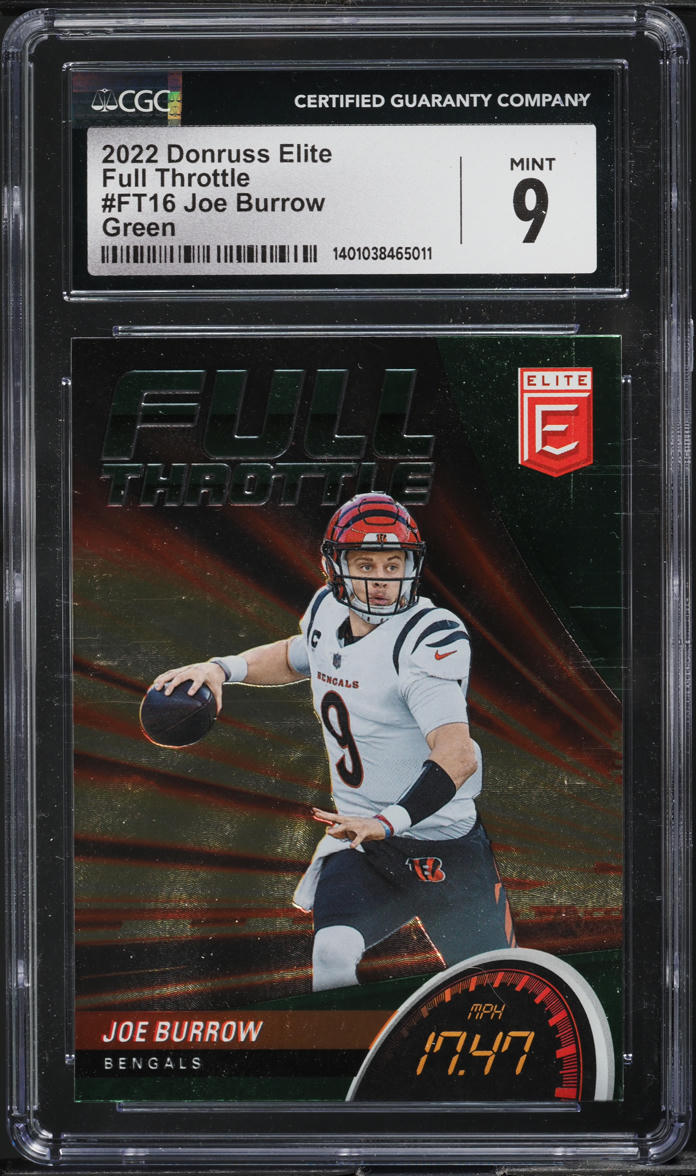 2022 Donruss Elite Full Throttle Green Joe Burrow #FT16 CGC 9 MINT