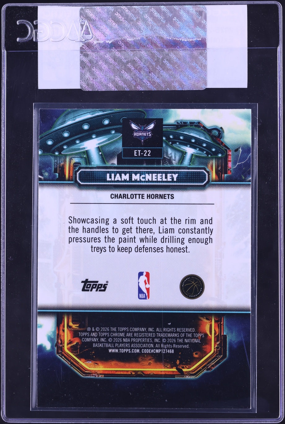 2025 Topps Chrome Cosmic Extraterrestrial Talent Liam McNeeley ROOKIE #ET-22 CGC AUTH