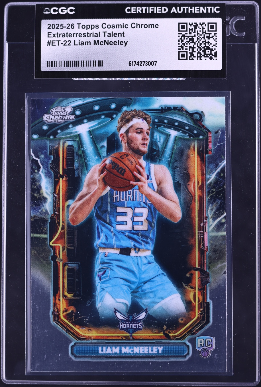 2025 Topps Chrome Cosmic Extraterrestrial Talent Liam McNeeley ROOKIE #ET-22 CGC AUTH
