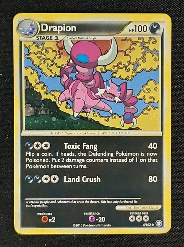 2010 Pokemon HeartGold & SoulSilver Triumphant Holo Drapion #4 MBA AUTH