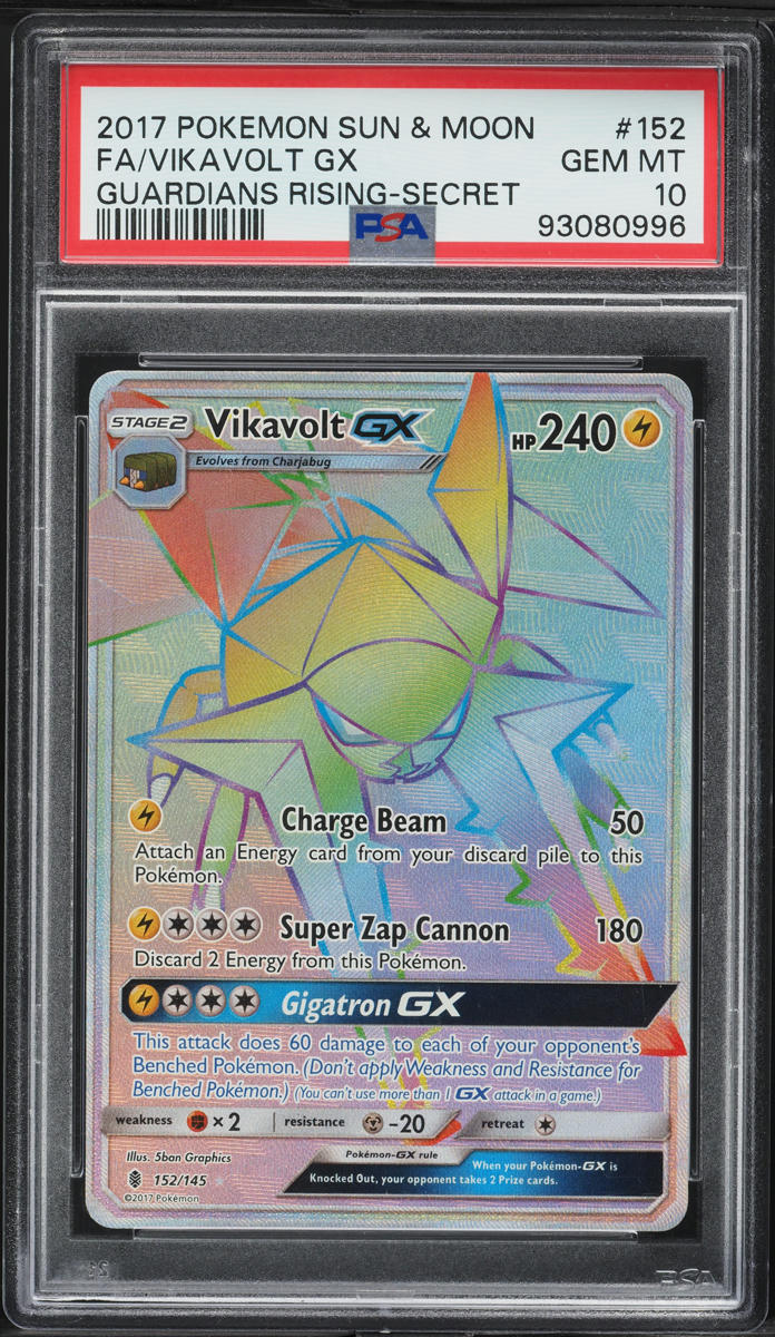 2017 Pokemon Sun & Moon Guardians Rising Rainbow Rare Vikavolt GX #152 PSA 10 GEM MINT