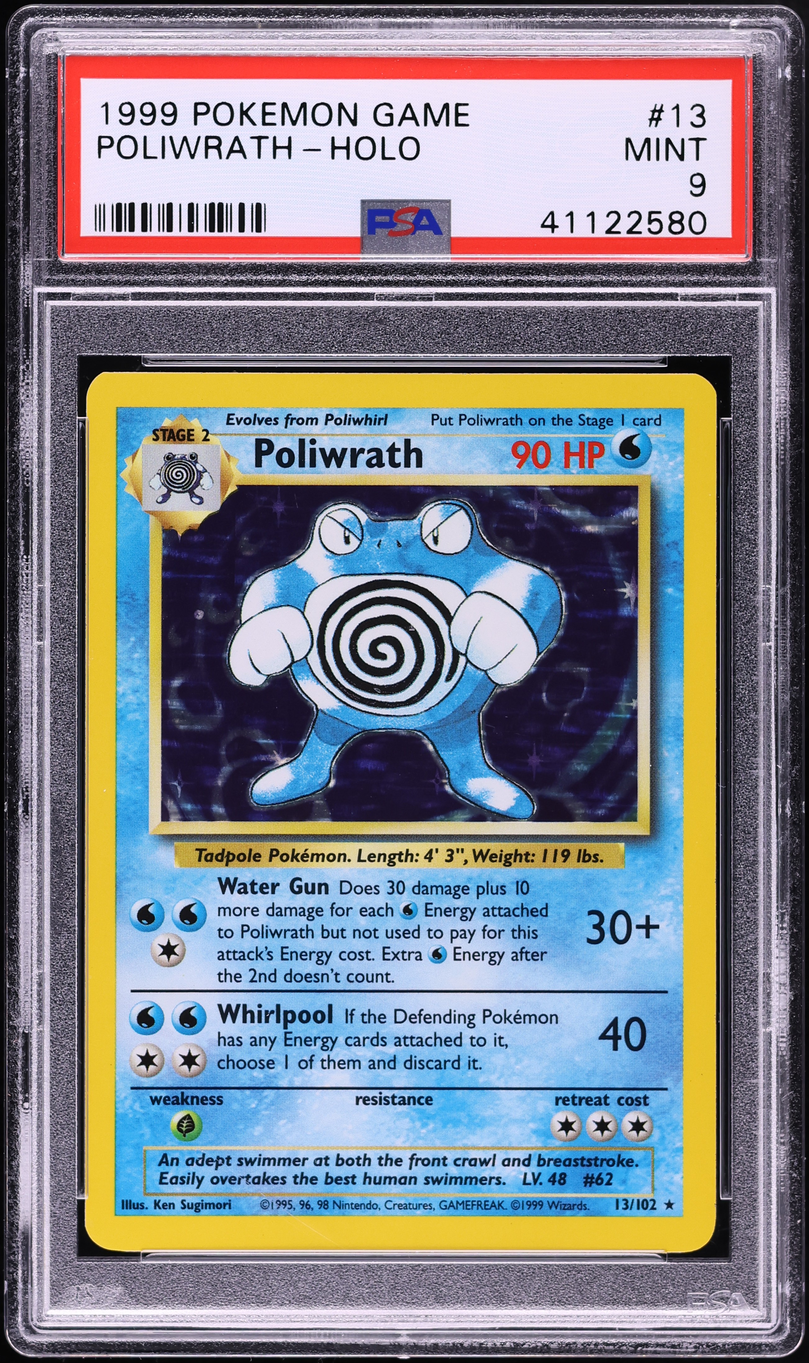 1999 Pokemon Base Set Holo Poliwrath #13 PSA 9 MINT