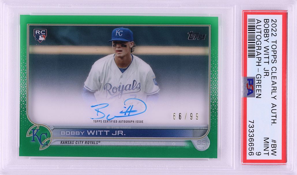 2022 Topps Clearly Authentic Green Bobby Witt Jr. ROOKIE AUTO /99 #CAA-BW PSA 9 MINT