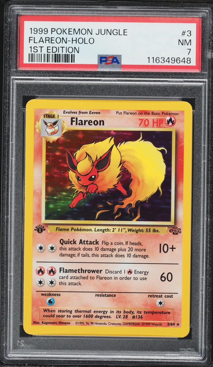 1999 Pokemon Jungle 1st Edition Holo Flareon #3 PSA 7 NRMT