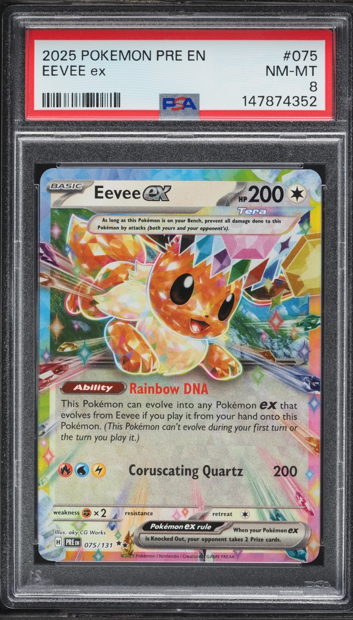2025 Pokemon Scarlet & Violet Prismatic Evolutions Holo Eevee ex #75 PSA 8 NM-MT