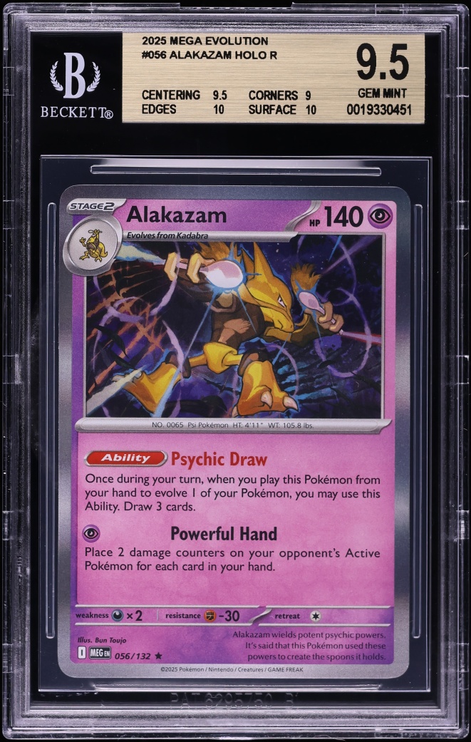 2025 Pokemon Mega Evolution Holo Alakazam #056 BGS 9.5 GEM MINT