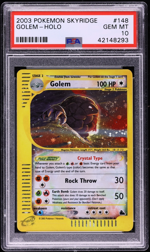 2003 Pokemon Skyridge Holo Crystal Golem #148 PSA 10 GEM MINT