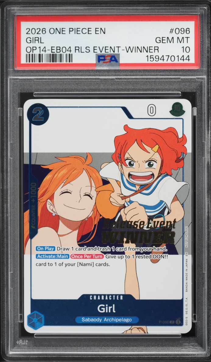 2026 One Piece The Azure Sea's Seven Release Event Winner Alt Art Girl #P-096 PSA 10 GEM MINT