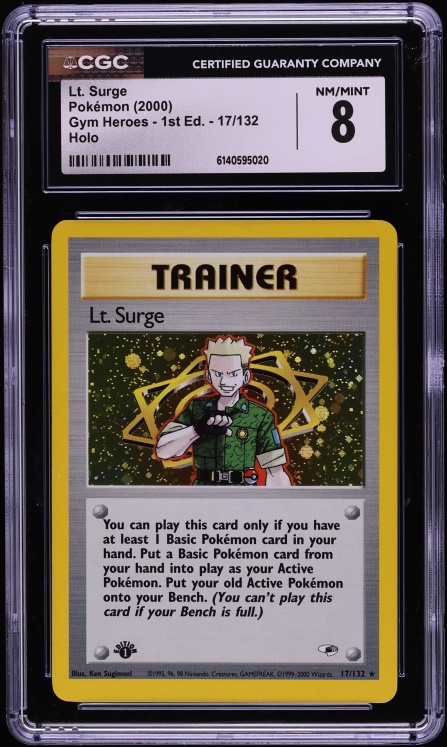 2000 Pokemon Gym Heroes 1st Edition Holo Lt. Surge #17 CGC 8 NM-MT