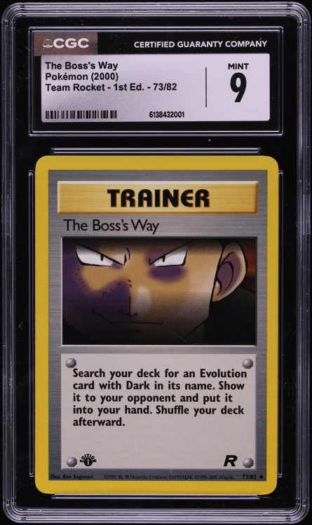 2000 Pokemon Team Rocket 1st Edition The Boss's Way #73 CGC 9 MINT