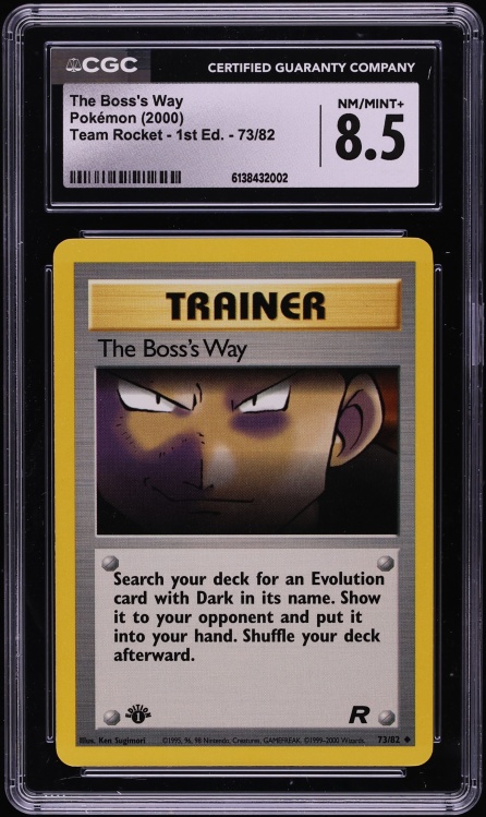 2000 Pokemon Team Rocket 1st Edition The Boss's Way #73 CGC 8.5 NM-MT+