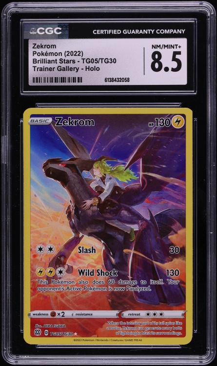 2022 Pokemon Sword & Shield Brilliant Stars CHR Zekrom #TG05 CGC 8.5 NM-MT+