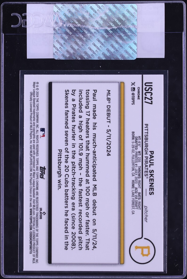 2024 Topps Chrome Update Paul Skenes ROOKIE #USC27 CGC AUTH