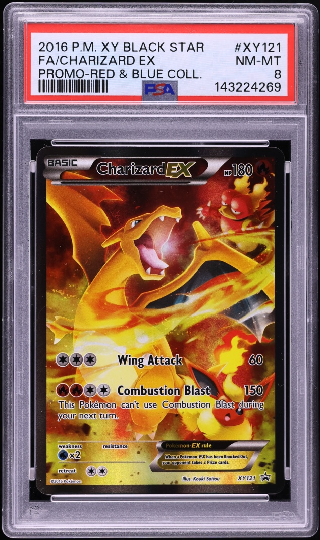 2016 Pokemon XY Promo Red & Blue Collection Full Art Charizard EX #XY121 PSA 8 NM-MT