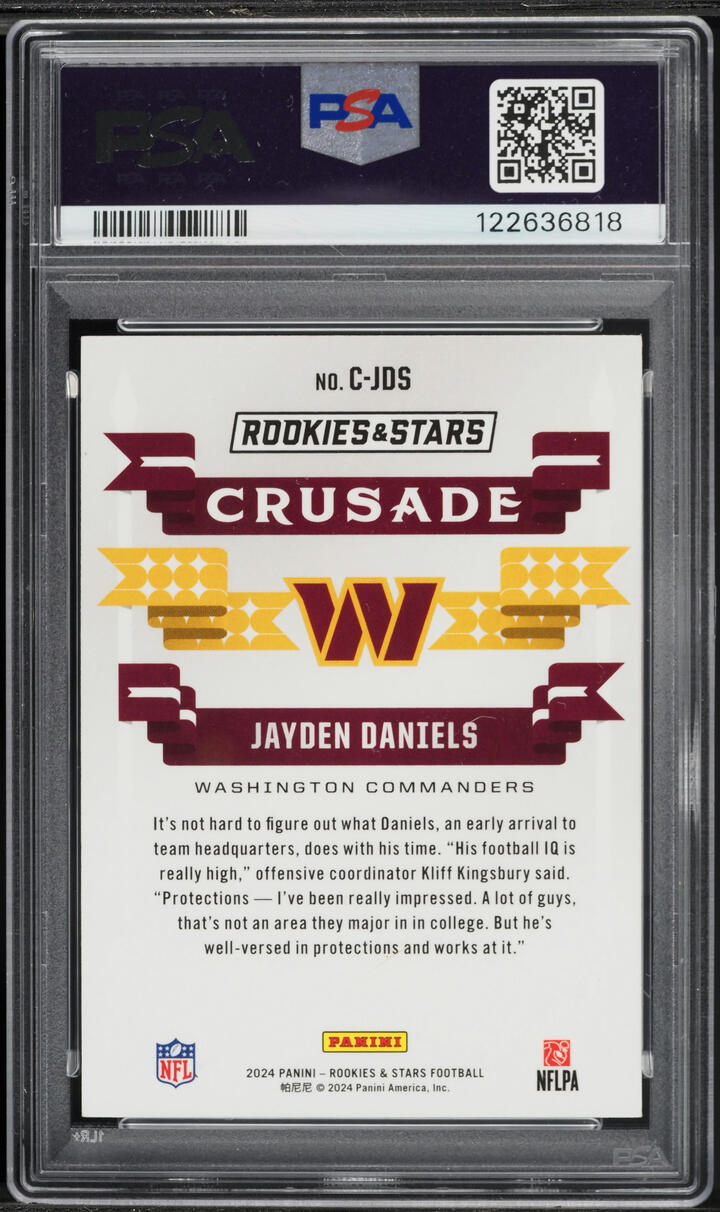 2024 Panini Rookies & Stars Crusade Jayden Daniels ROOKIE #C-JDS PSA 8 NM-MT
