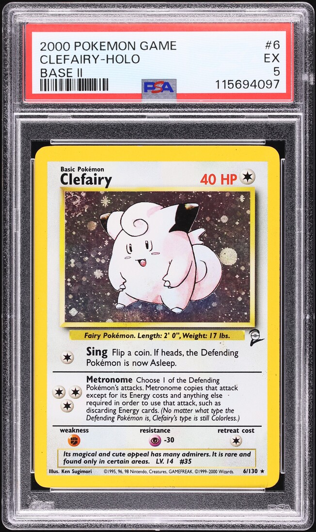 2000 Pokemon Base Set 2 Holo Clefairy #6 PSA 5 EX