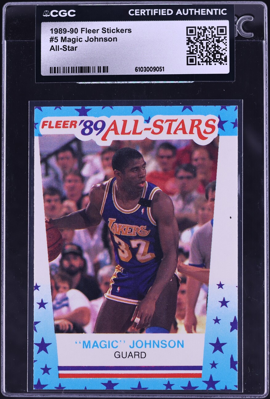 1989 Fleer Stickers Magic Johnson ALL-STAR #5 CGC AUTH