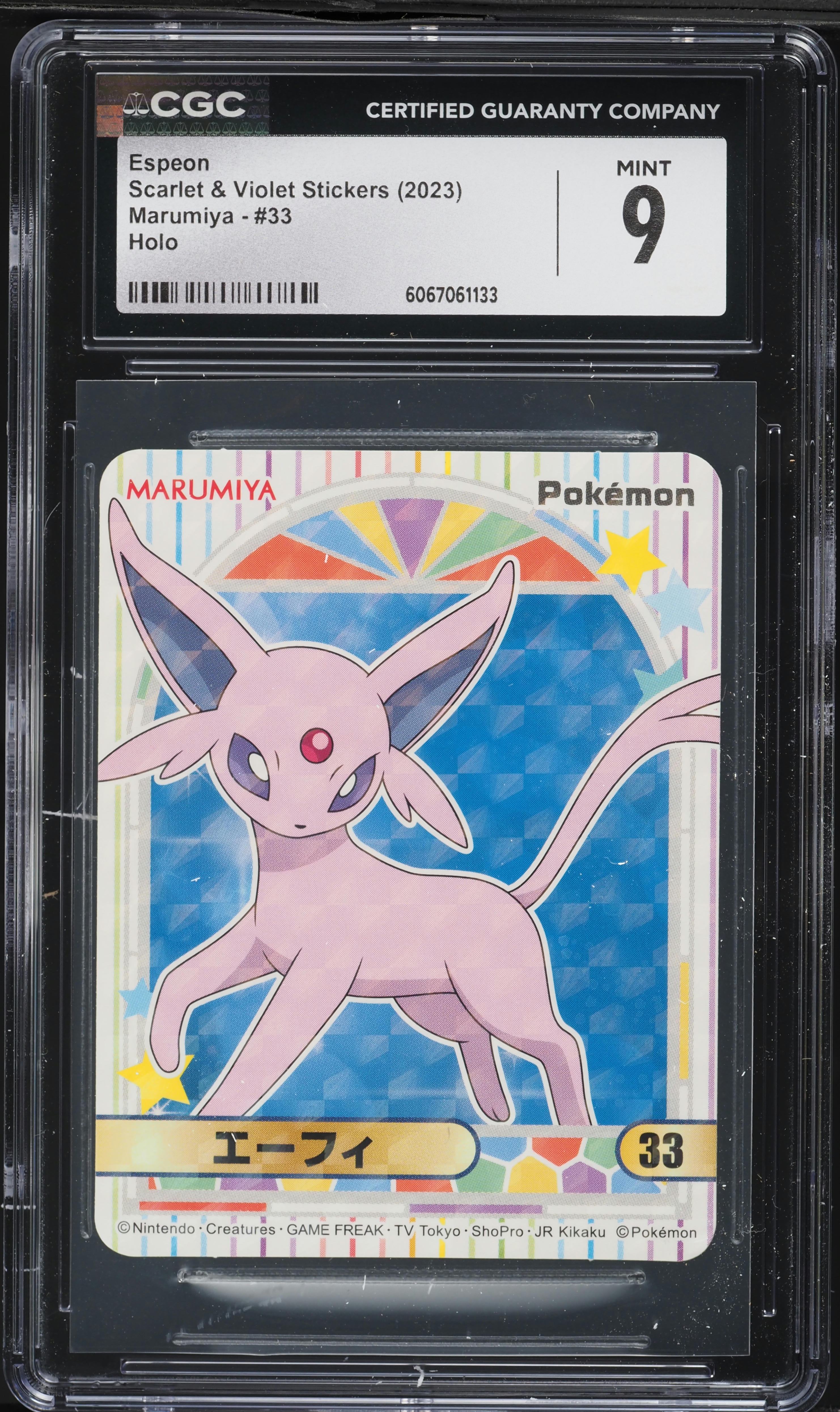 2023 Pokemon Scarlet & Violet Stickers Marumiya Holo Espeon #33 CGC 9 MINT