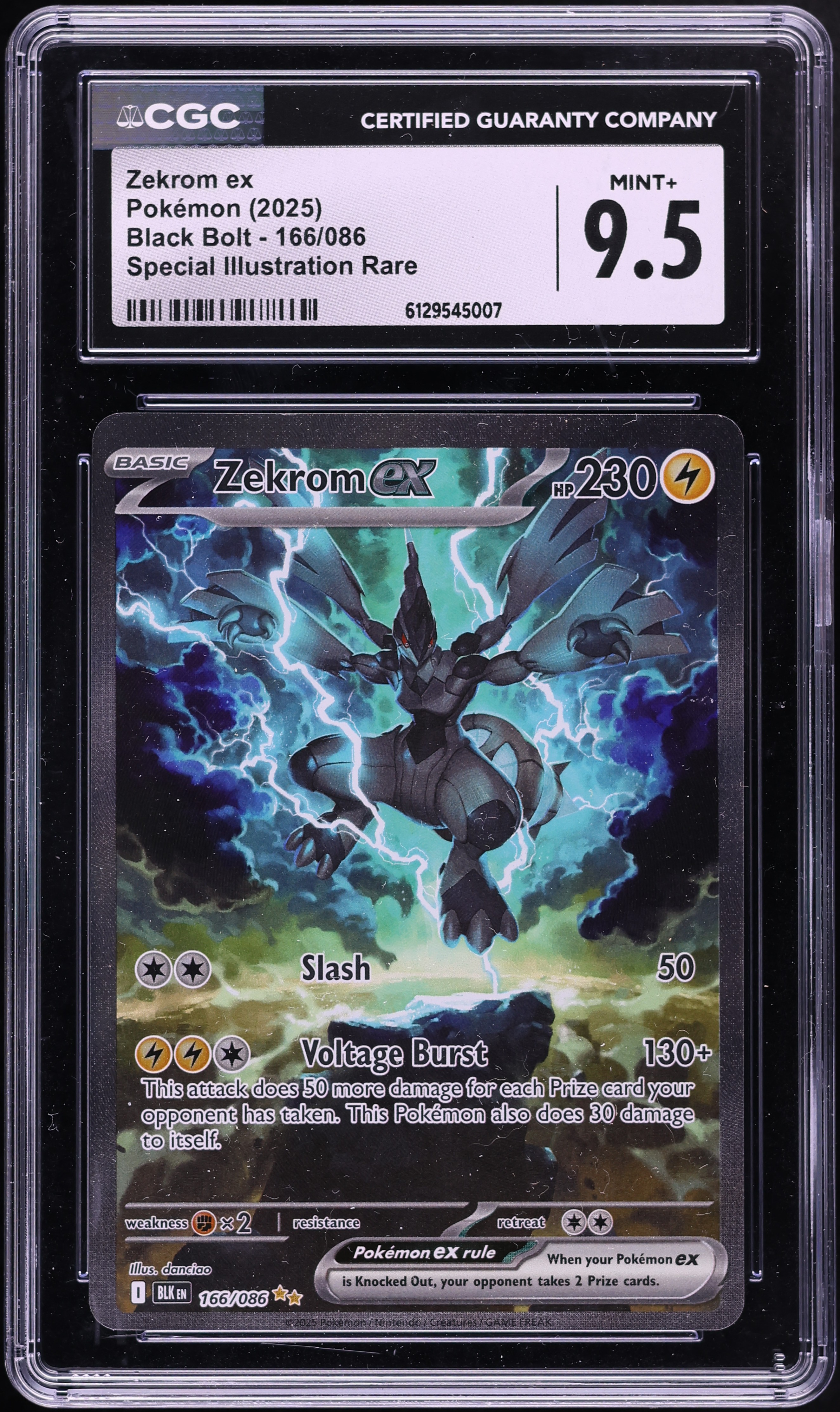 2025 Pokemon Scarlet & Violet Black Bolt SIR Zekrom Ex #166 CGC 9.5 MINT+
