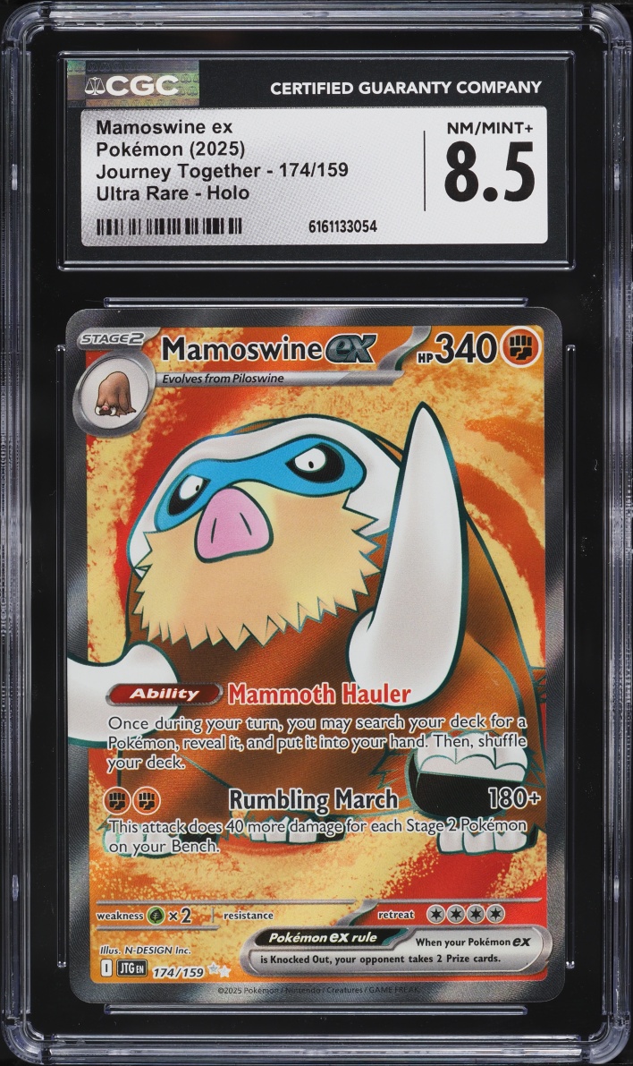 2025 Pokemon Scarlet & Violet Journey Together Full Art Mamoswine ex #174 CGC 8.5 NM-MT+