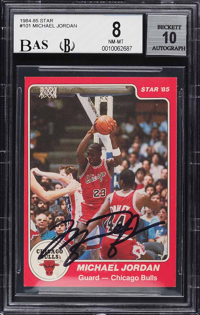 1984-85 Star Basketball Michael Jordan RC MJ FLIGHT SCHOOL AUTO #101 BGS 8 NM-MT