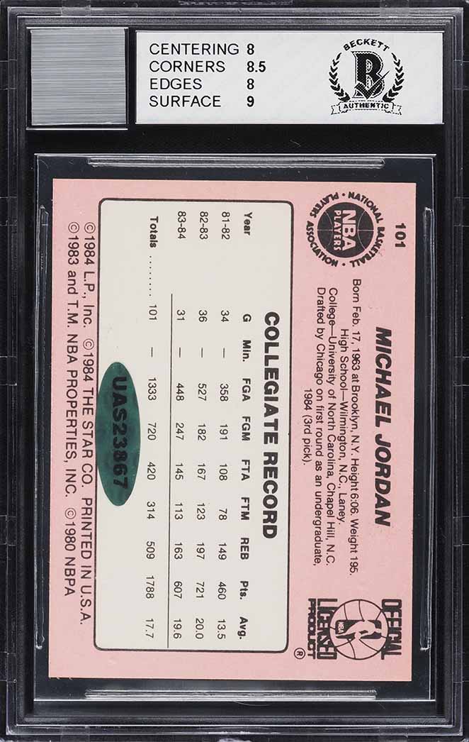 1984-85 Star Basketball Michael Jordan RC MJ FLIGHT SCHOOL AUTO #101 BGS 8 NM-MT