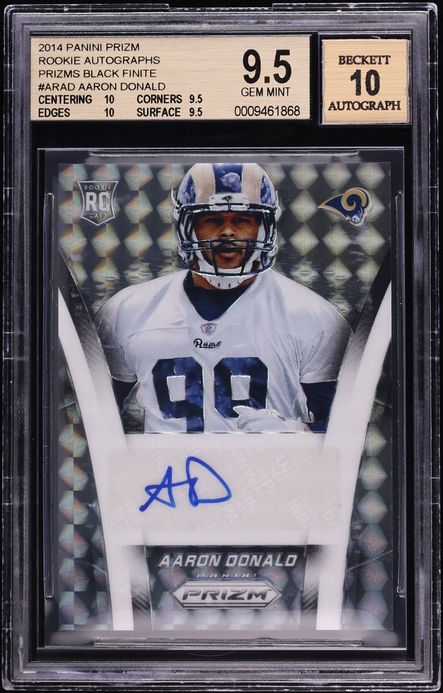 2014 Panini Prizm Black Finite Aaron Donald ROOKIE AUTO 1/1 #ARAD BGS 9.5 GEM MINT