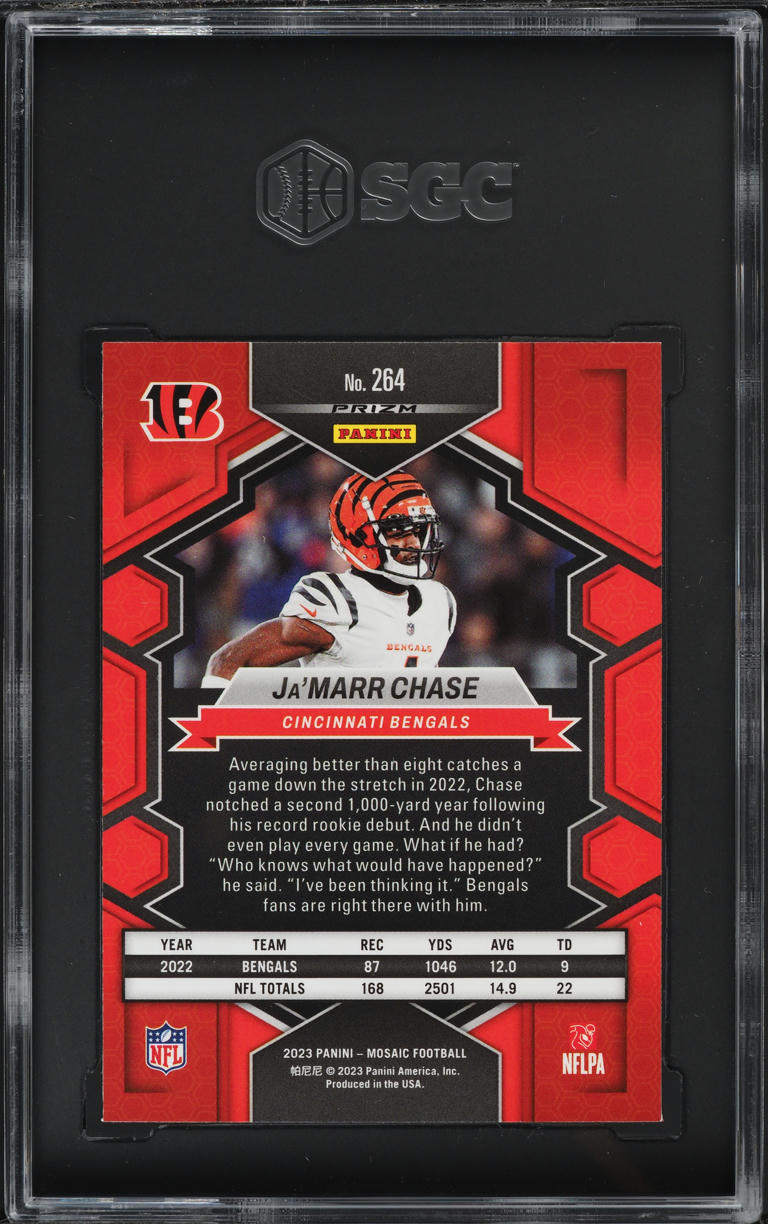 2023 Panini Mosaic Blue Reactive Prizm Ja'Marr Chase #264 SGC 9 MINT