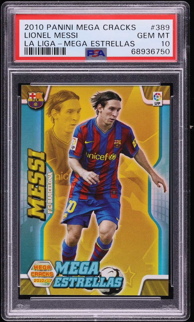 2010 Panini Megacracks La Liga Mega Estrellas Lionel Messi #389 PSA 10 GEM MINT