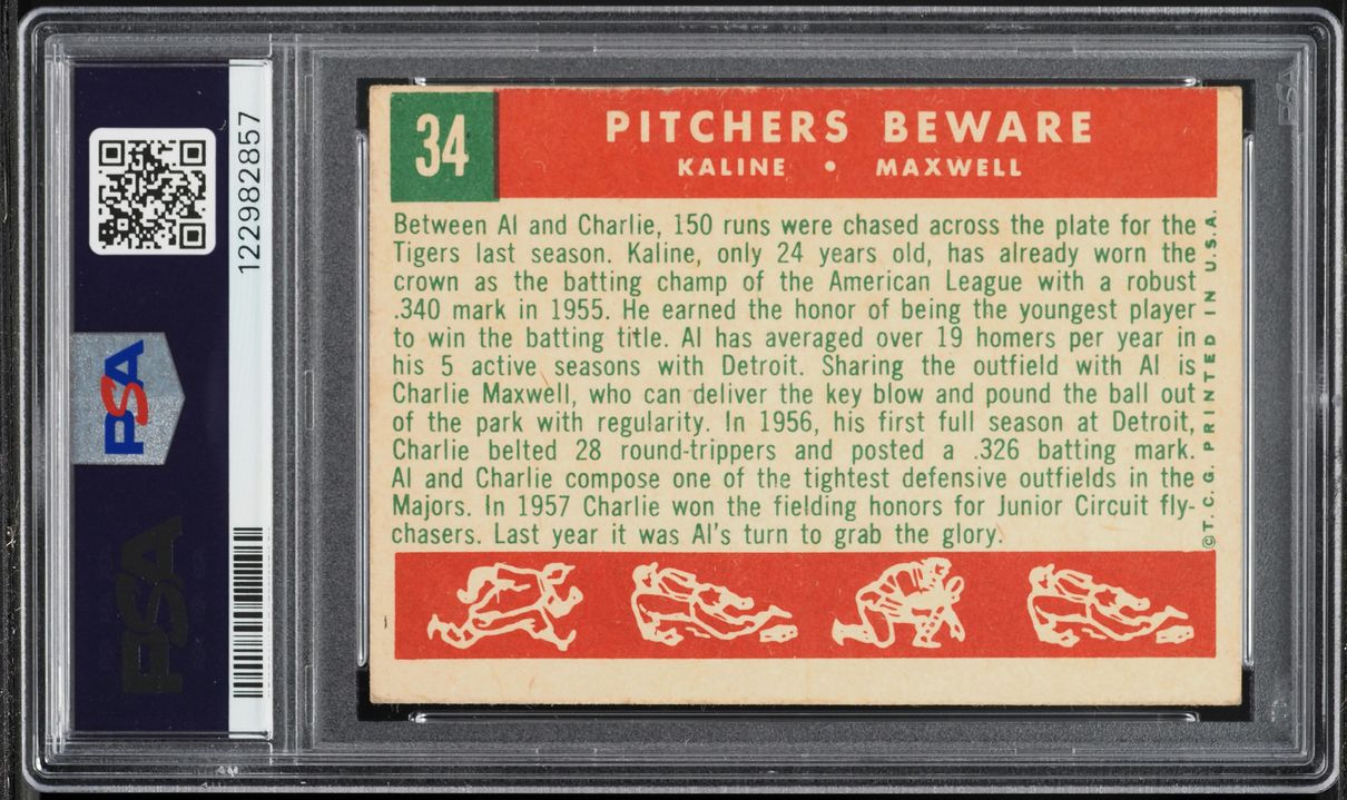 1959 Topps Al Kaline Charlie Maxwell PITCHERS BEWARE #34 PSA 4 VGEX
