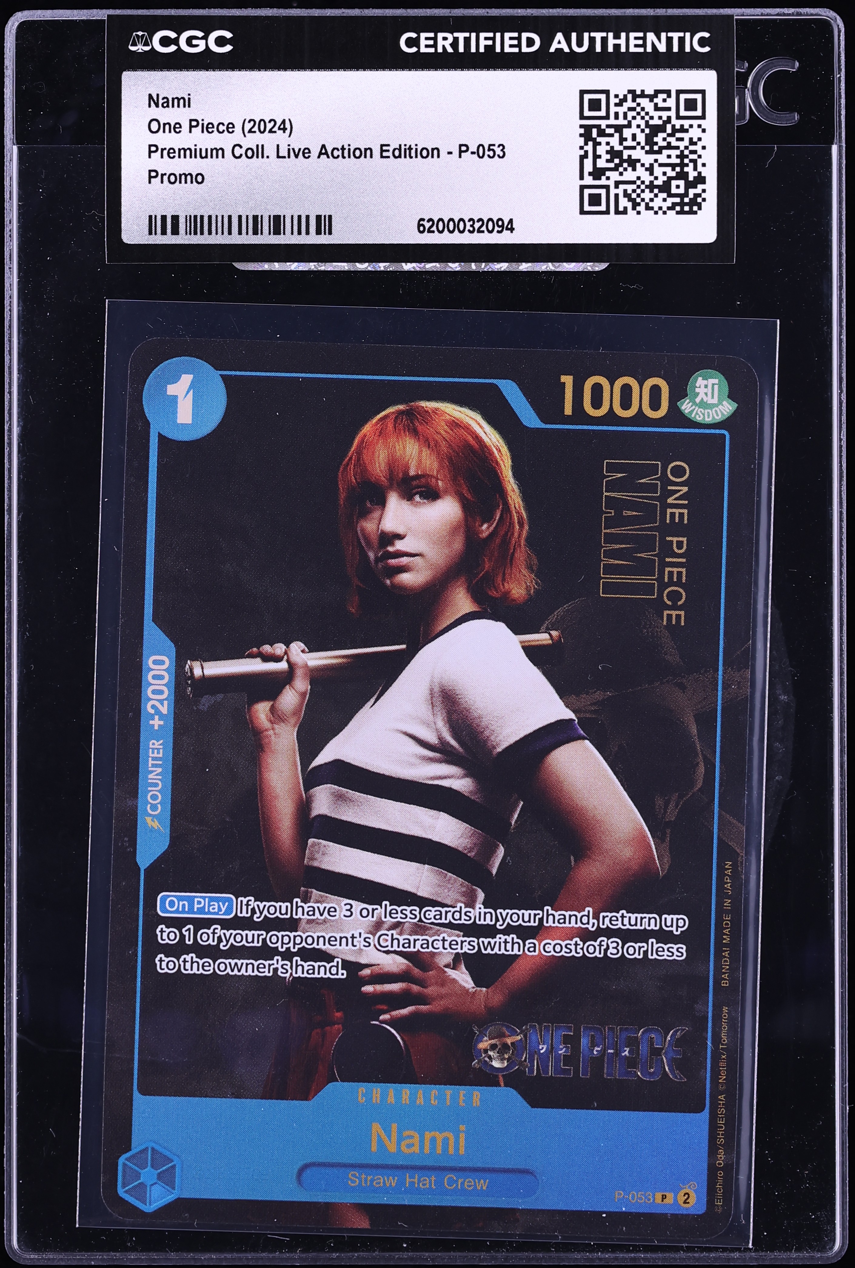 2024 One Piece Promo Premium Live Action Edition Nami #P-053 CGC AUTH