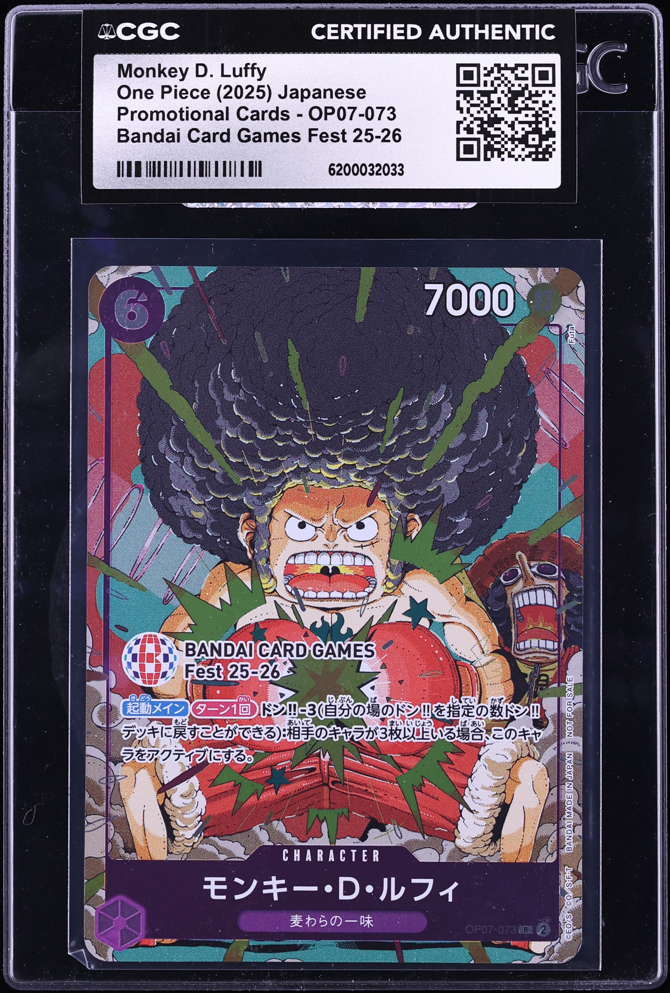 2025 One Piece Japanese Promo Bandai Games Fest Monkey D. Luffy #OP07-073 CGC AUTH