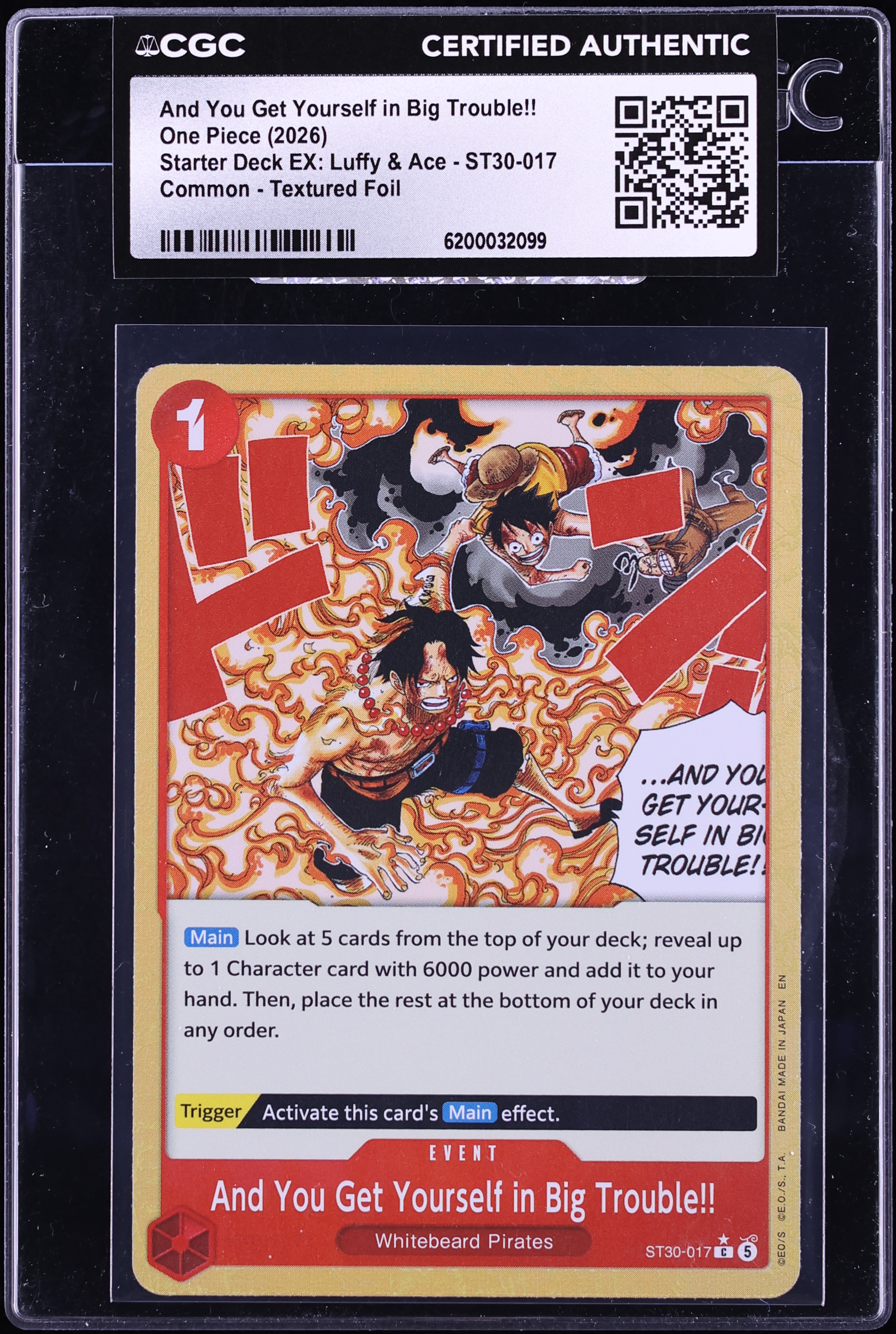 2026 One Piece Starter Deck EX Luffy & Ace You Get Yourself In Big Trouble #ST30-017 CGC AUTH