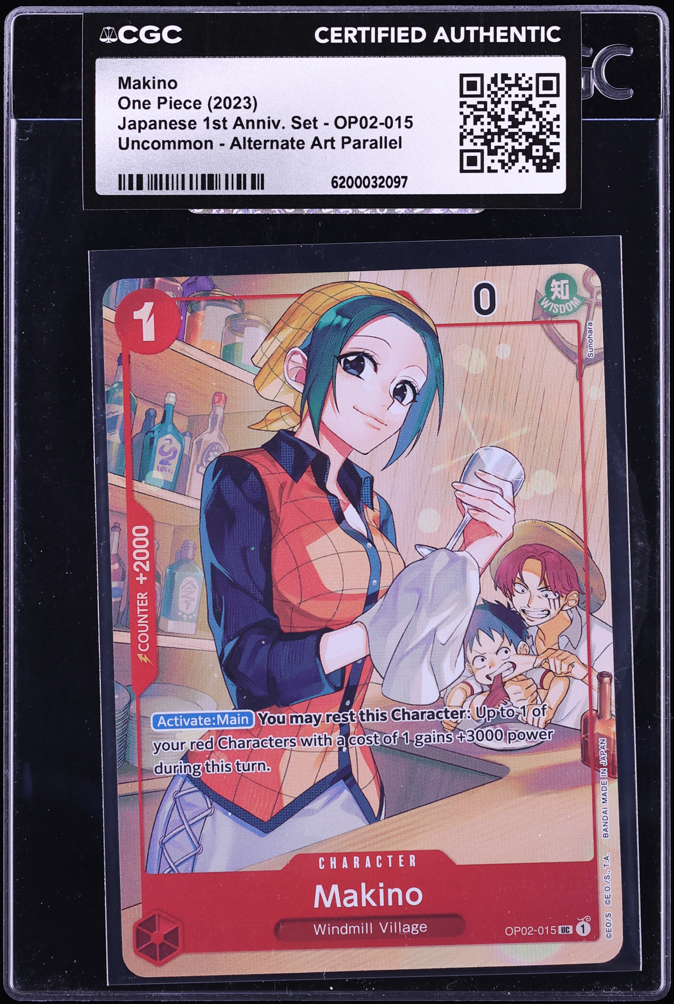 2023 One Piece 1st Anniversary Set Japanese Alt Art Makino #OP02-015 CGC AUTH