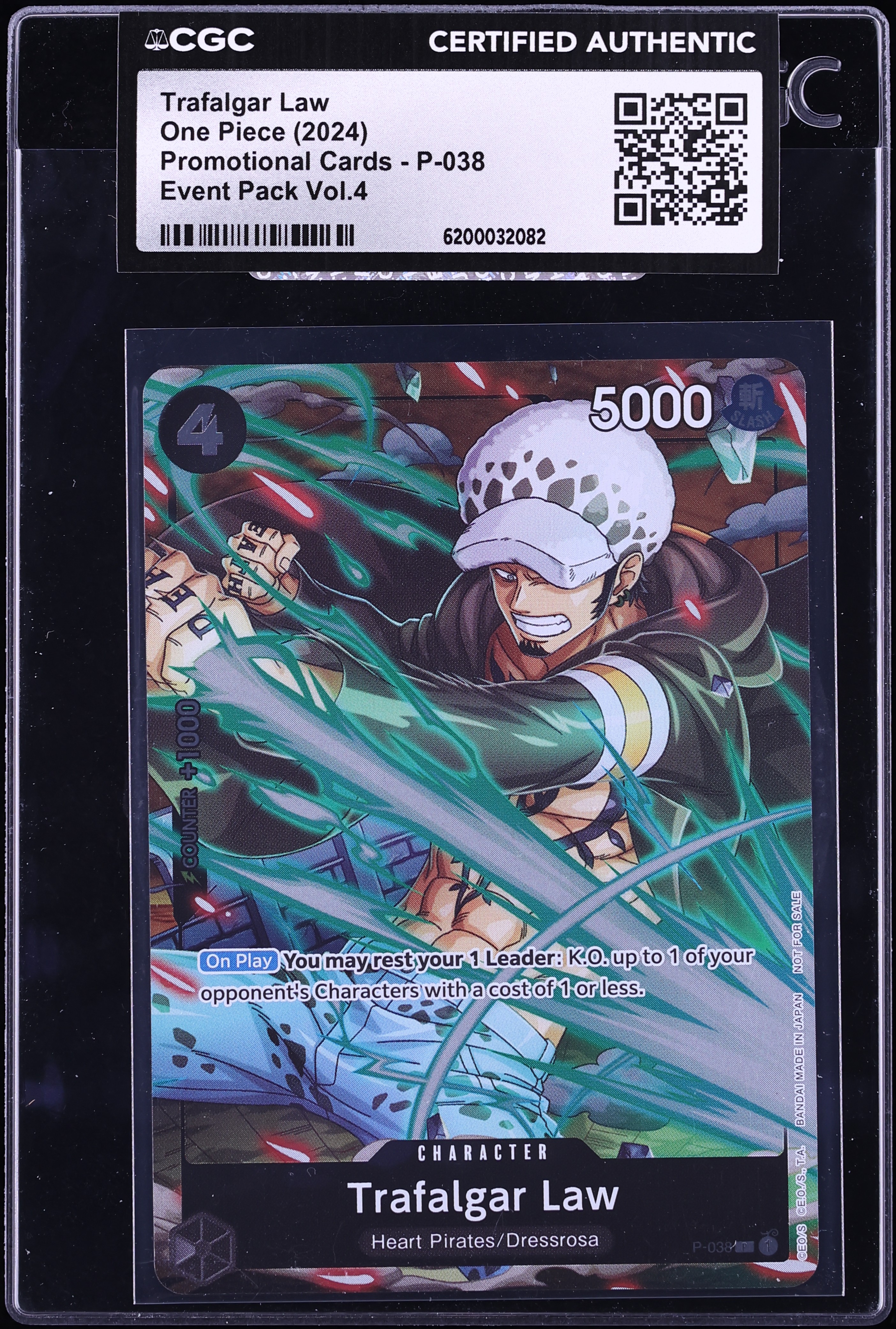 2024 One Piece Promo Event Pack Vol.4 Trafalgar Law #P-038 CGC AUTH