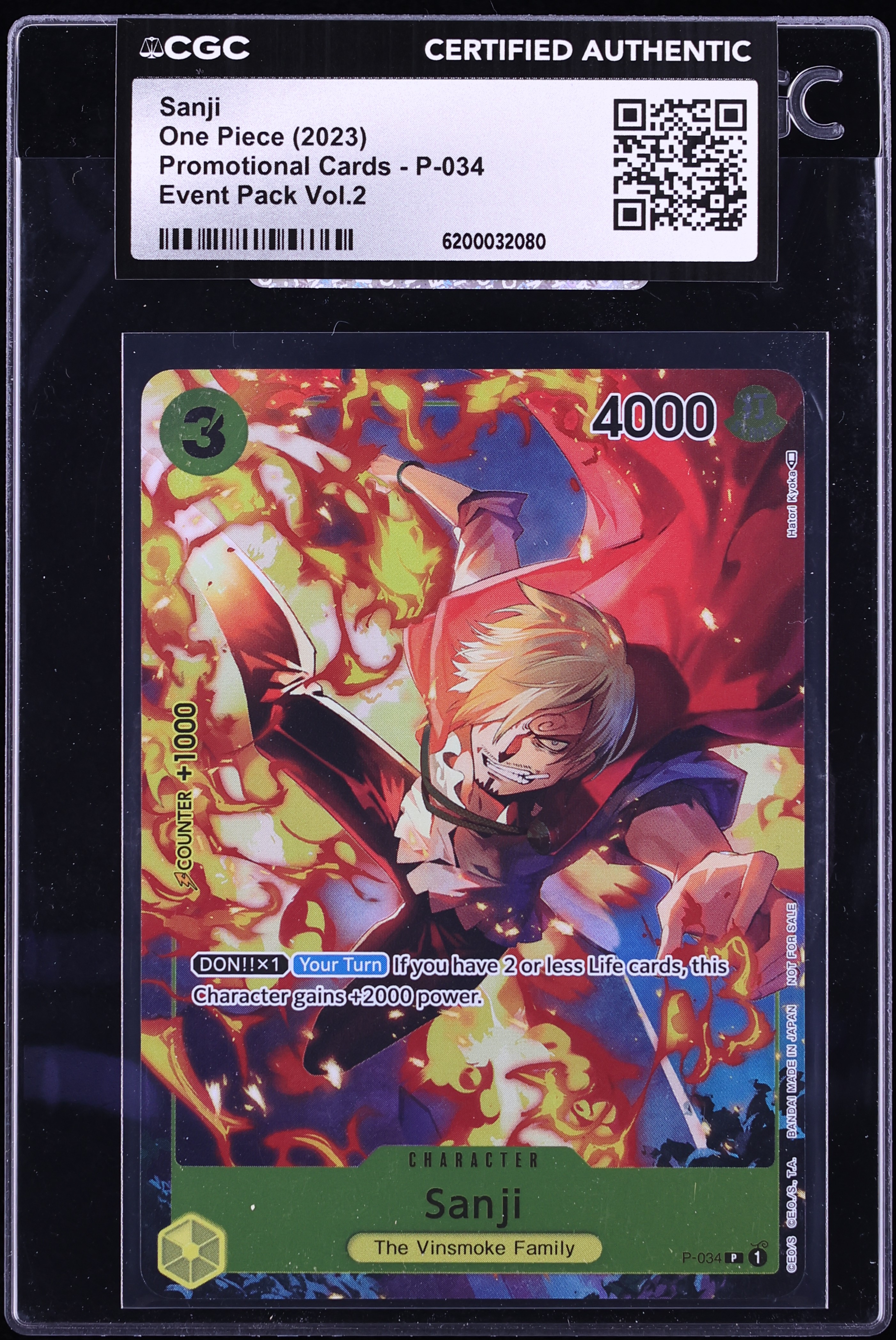 2023 One Piece Promo Event Pack Vol.2 Sanji #P-034 CGC AUTH